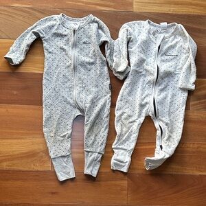 Bonds Gray and Cream Baby Wondersuits 6-12m